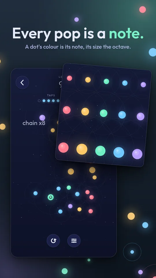Every pop is a note. A busy level of coloured dots.